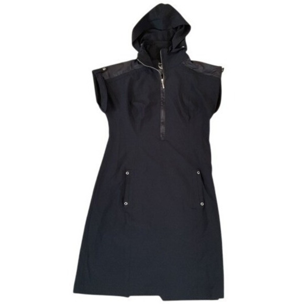 Zenergy by Chicos Black Half Zip Detachable Hood Active Dress Size 1‎